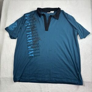 VTG Y2K Burger King Have It Your Way Blue Short Sleeve‎ Collared Polo Shirt 5XL